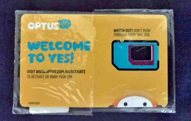 オーストラリアoptusのsimカード